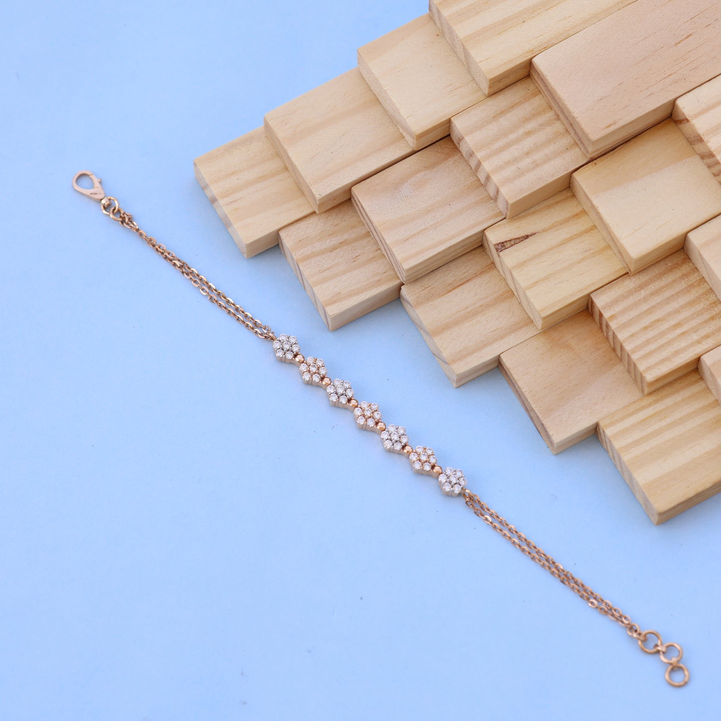 Elegant Rose Gold Women Bracelet with American Diamonds – Classic Sparkle for Every Occasion