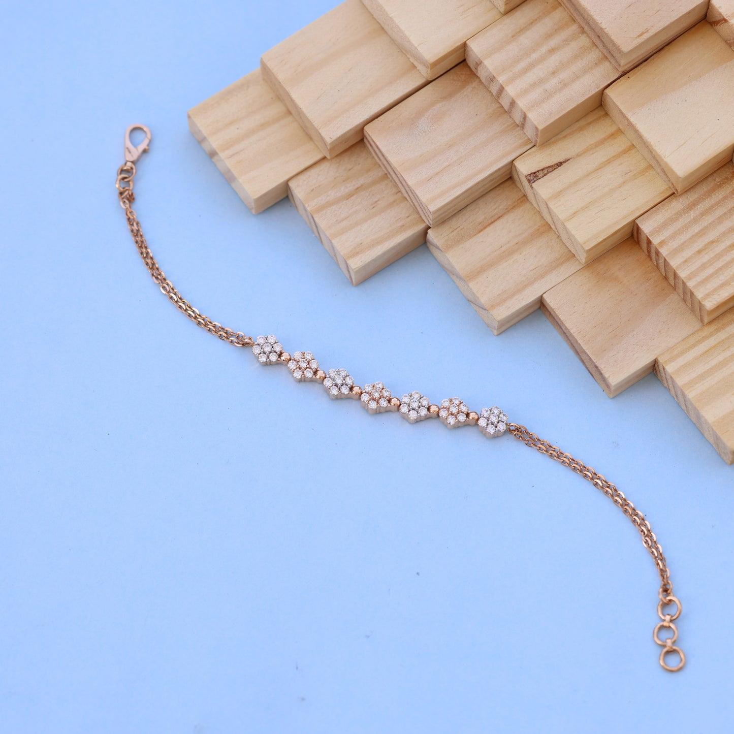 Elegant Rose Gold Women Bracelet with American Diamonds – Classic Sparkle for Every Occasion