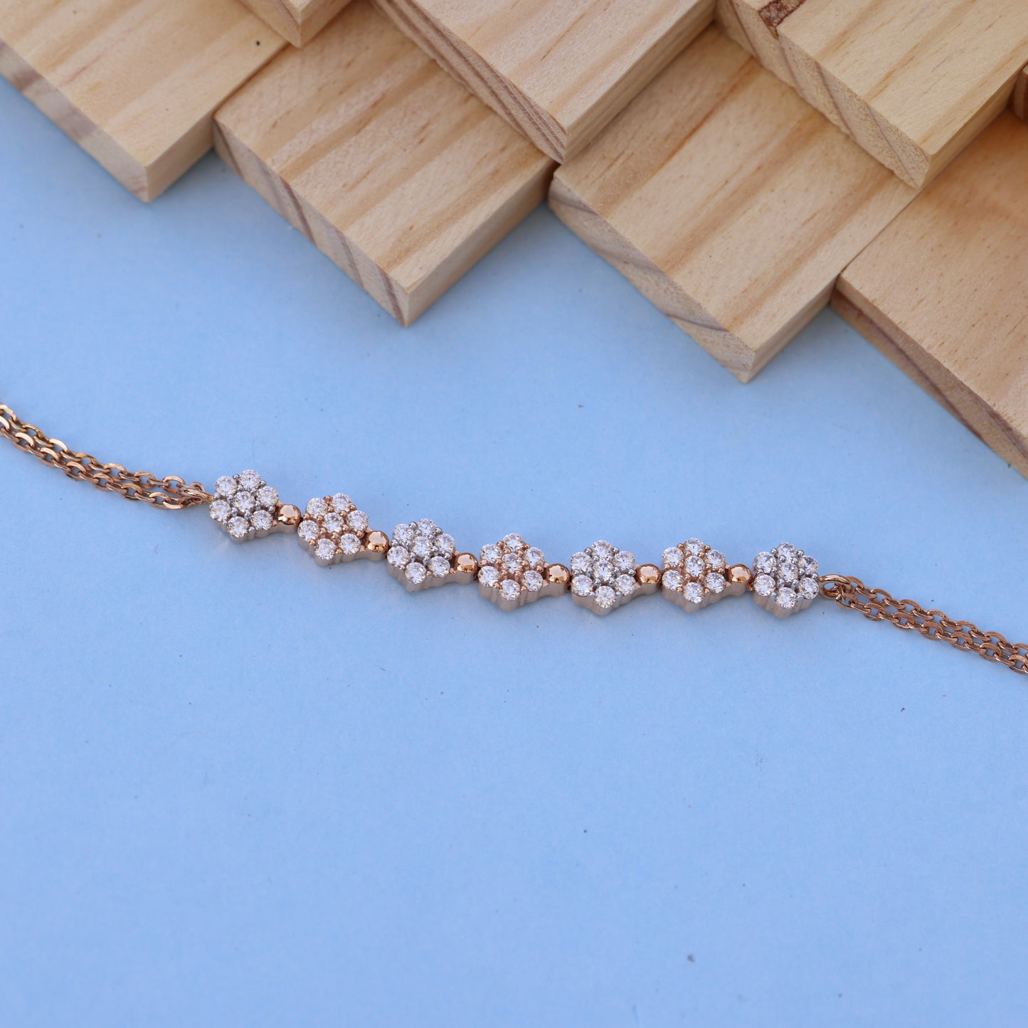 Elegant Rose Gold Women Bracelet with American Diamonds – Classic Sparkle for Every Occasion