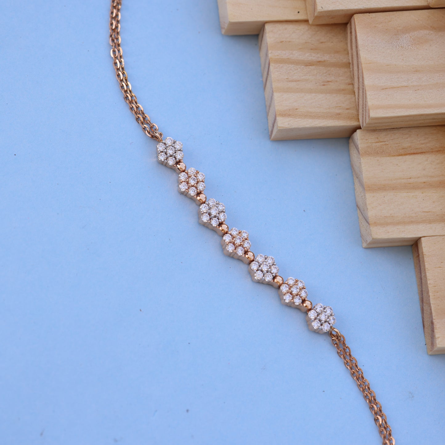 Elegant Rose Gold Women Bracelet with American Diamonds – Classic Sparkle for Every Occasion