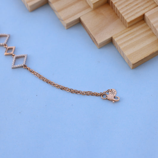 Elegant Rose Gold Bracelet with American Diamonds – Geometric Design