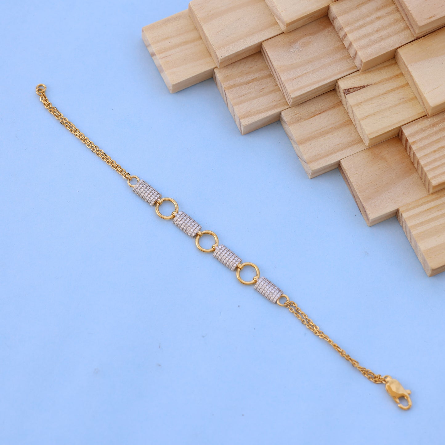 Elegant Gold Bracelet with American Diamond