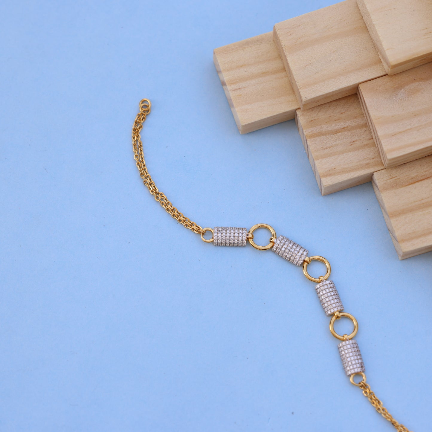 Elegant Gold Bracelet with American Diamond