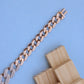18kt Rose Gold Cuban Bracelet with American Diamond Luxury Designer Jewelry