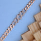 18kt Rose Gold Cuban Bracelet with American Diamond Luxury Designer Jewelry
