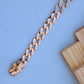 18kt Rose Gold Cuban Bracelet with American Diamond Luxury Designer Jewelry