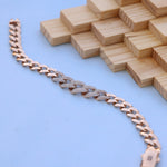 18kt Rose Gold Cuban Bracelet with American Diamond Luxury Designer Jewelry