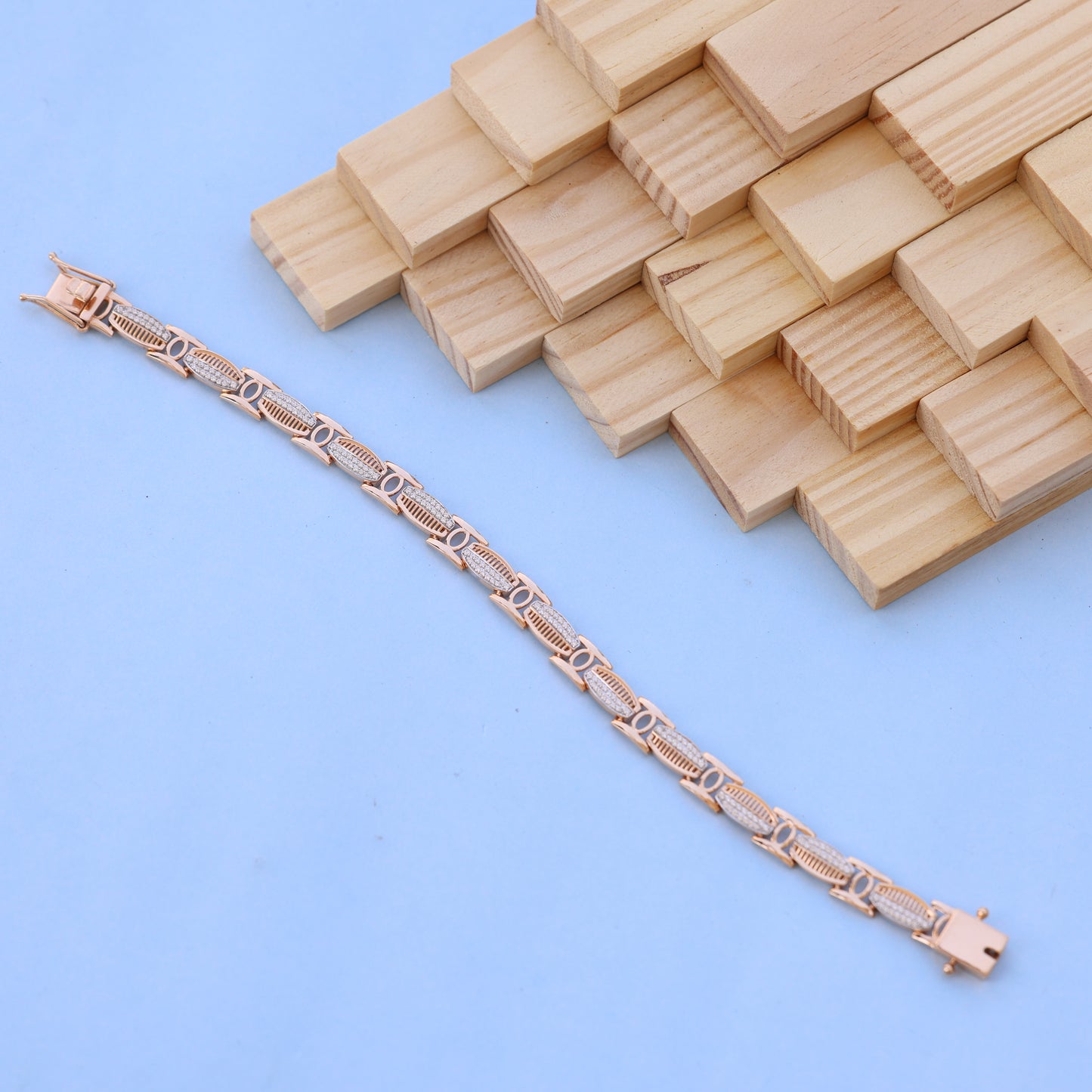 Rose Gold Designer Bracelet with American Diamonds – Elegant & Lightweight