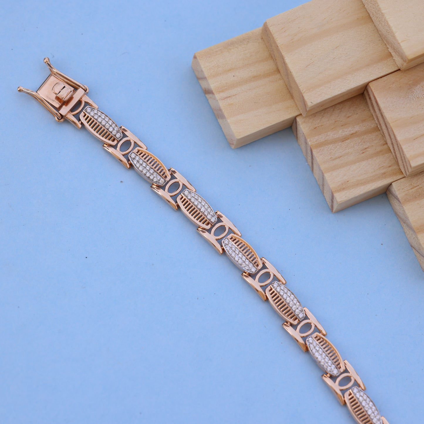 Rose Gold Designer Bracelet with American Diamonds – Elegant & Lightweight