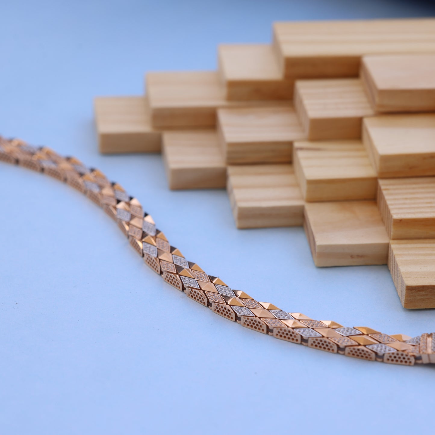 Elegant 18kt Rose Gold Bracelet with American Diamond Luxurious Designer Jewelry