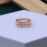 Stunning Rose Gold Cross Band Men Ring with Moissanite Diamonds