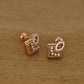 Exquisite Rose Gold Square Earrings with Intricate Diamond Accents