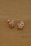 Exquisite Rose Gold Square Earrings with Intricate Diamond Accents