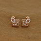 Exquisite Rose Gold Square Earrings with Intricate Diamond Accents