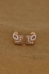 Exquisite Rose Gold Square Earrings with Intricate Diamond Accents