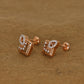 Exquisite Rose Gold Square Earrings with Intricate Diamond Accents