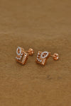 Exquisite Rose Gold Square Earrings with Intricate Diamond Accents