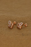 Exquisite Rose Gold Square Earrings with Intricate Diamond Accents