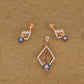 Rose Gold Diamond & Blue Sapphire Pendant and Earring Set – Art Deco Geometric Design