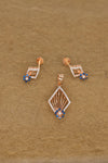 Rose Gold Diamond & Blue Sapphire Pendant and Earring Set – Art Deco Geometric Design