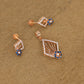 Rose Gold Diamond & Blue Sapphire Pendant and Earring Set – Art Deco Geometric Design