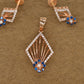 Rose Gold Diamond & Blue Sapphire Pendant and Earring Set – Art Deco Geometric Design
