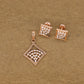 Rose Gold Diamond Square Pendant & Earring Set – Elegant Geometric Jewelry for Women