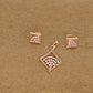 Rose Gold Diamond Square Pendant & Earring Set – Elegant Geometric Jewelry for Women