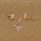 Rose Gold Diamond Square Pendant & Earring Set – Elegant Geometric Jewelry for Women