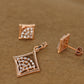 Rose Gold Diamond Square Pendant & Earring Set – Elegant Geometric Jewelry for Women