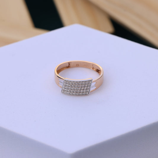 Luxurious Curved Panel Moissanite Ring | Men's Elegant Rose Gold Finish