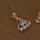 Rose Gold Floral Diamond Pendant & Earring Set – Elegant Jewelry for Women