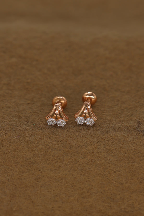 Rose Gold Floral Diamond Pendant & Earring Set – Elegant Jewelry for Women