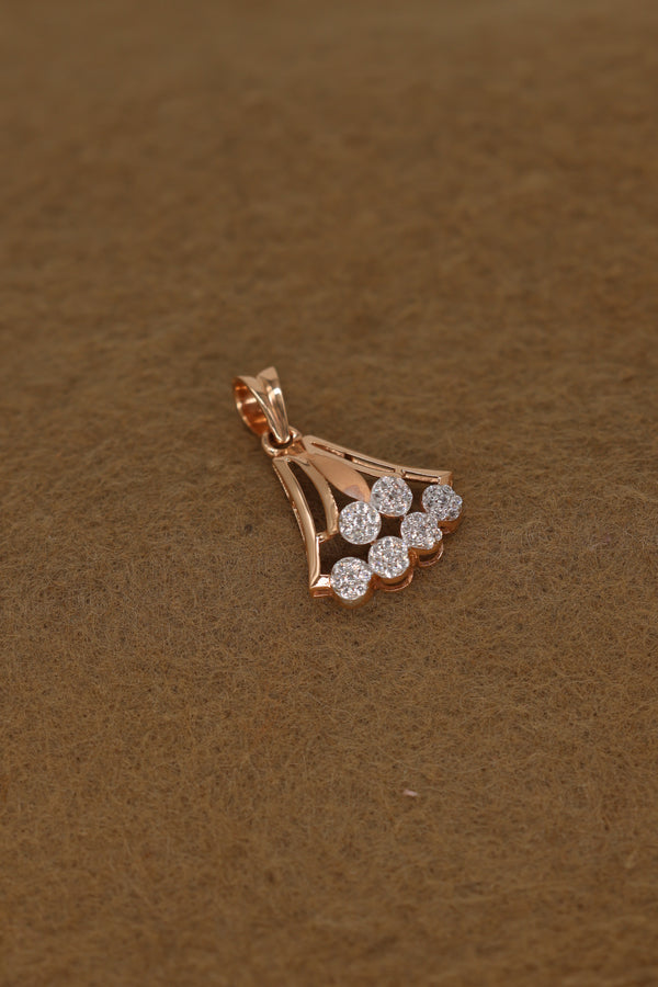 Rose Gold Floral Diamond Pendant & Earring Set – Elegant Jewelry for Women