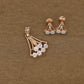 Rose Gold Floral Diamond Pendant & Earring Set – Elegant Jewelry for Women