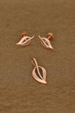 Elegant Rose Gold Leaf Design Jewelry Set with American Diamonds – Pendant and Earrings