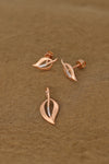 Elegant Rose Gold Leaf Design Jewelry Set with American Diamonds – Pendant and Earrings
