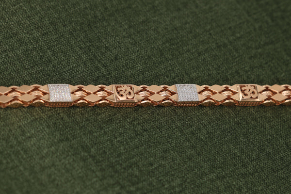 Rose Gold Diamond Om Bracelet – Spiritual & Elegant Jewelry