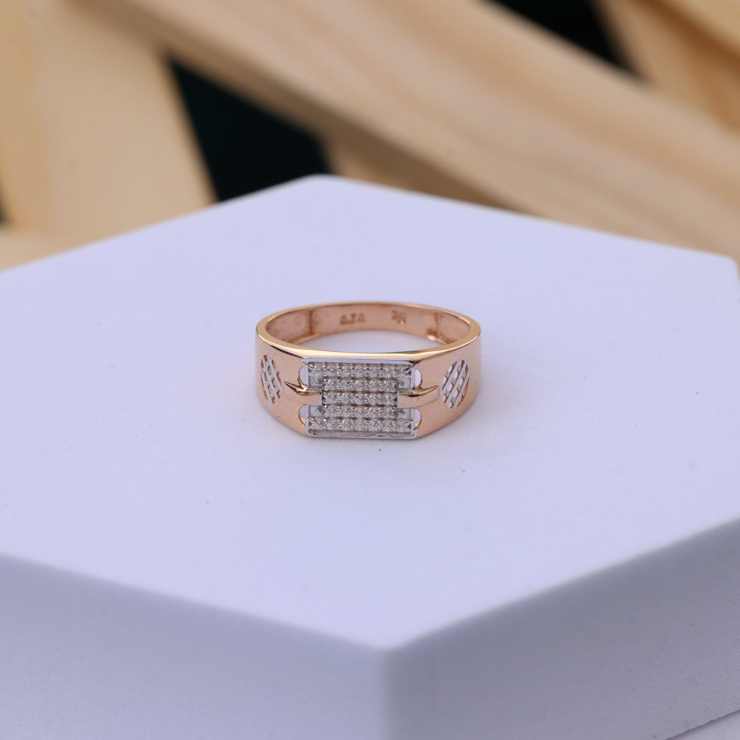 Luxurious Moissanite Men’s Ring | Wide Rose Gold Band