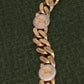 Gold Cuban Link Bracelet with Diamond-Circle Medallions & Secure Box Clasp – Luxurious Bracelate Design for Men & Women