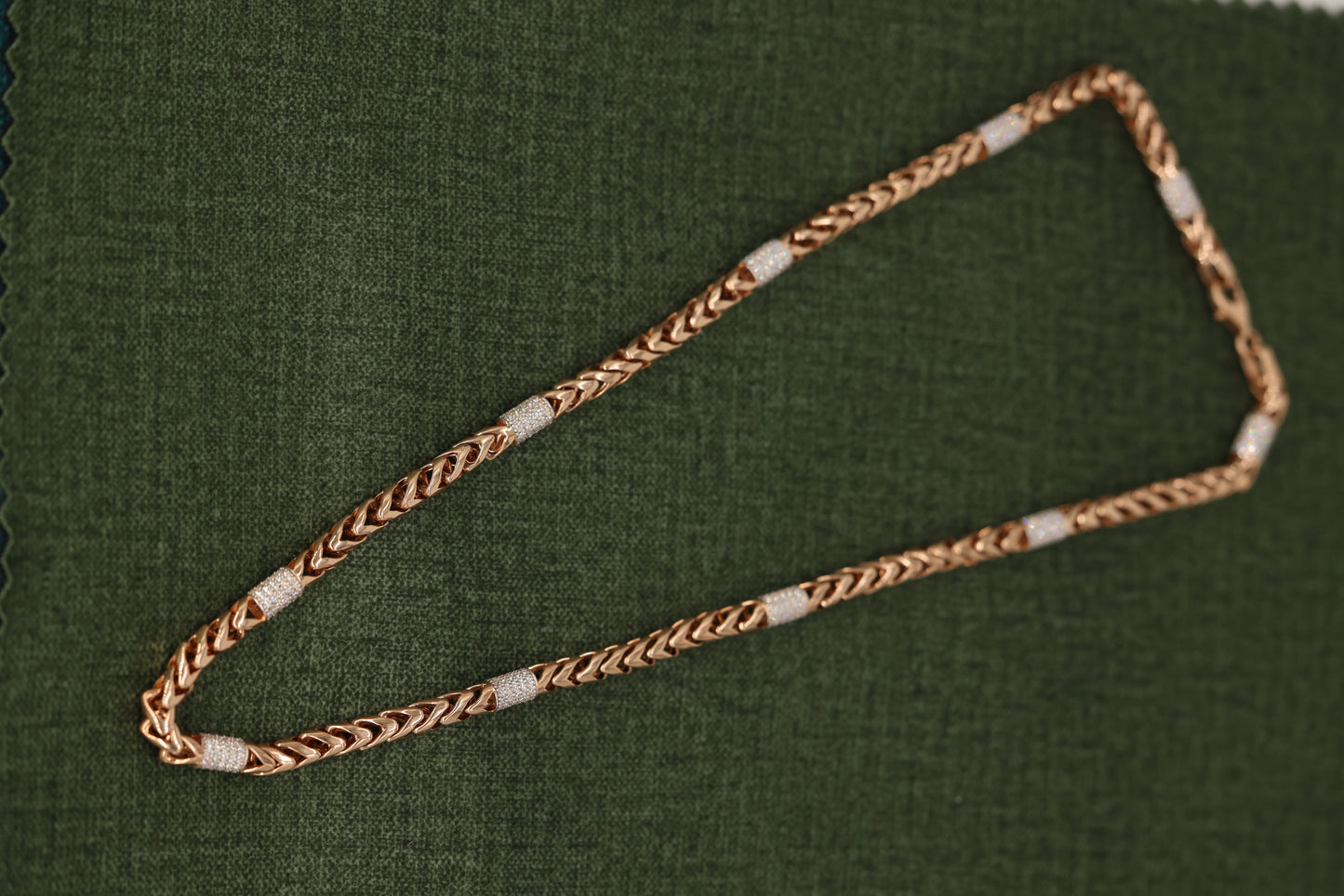 Rose Gold Chain Necklace with Diamond-Accented Links