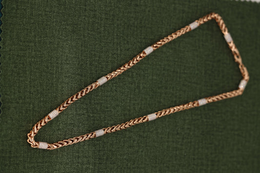 Rose Gold Chain Necklace with Diamond-Accented Links