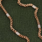 Rose Gold Chain Necklace with Diamond-Accented Links