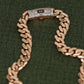 Luxurious Rose Gold Cuban Link Bracelet with Signature Diamond Lock
