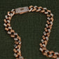 Rose Gold and Silver Dual-Tone Square Link Chain Necklace with Signature Diamond Clasp