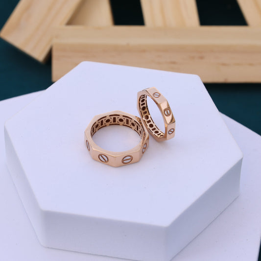 Couple Rings – Modern Screw Motif Design