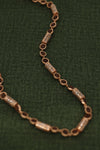 Exquisite Rose Gold Rudraksha Necklace with Intricate Filigree Cylinders
