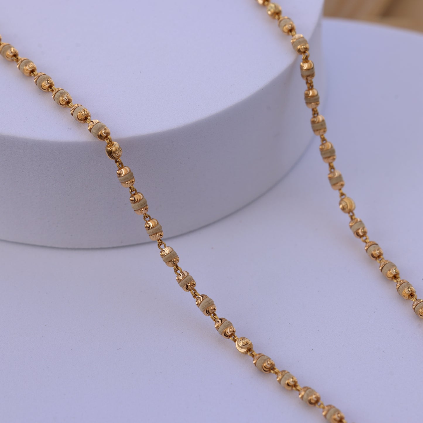 Gold Tulsi Mala with Gold-Toned Beads