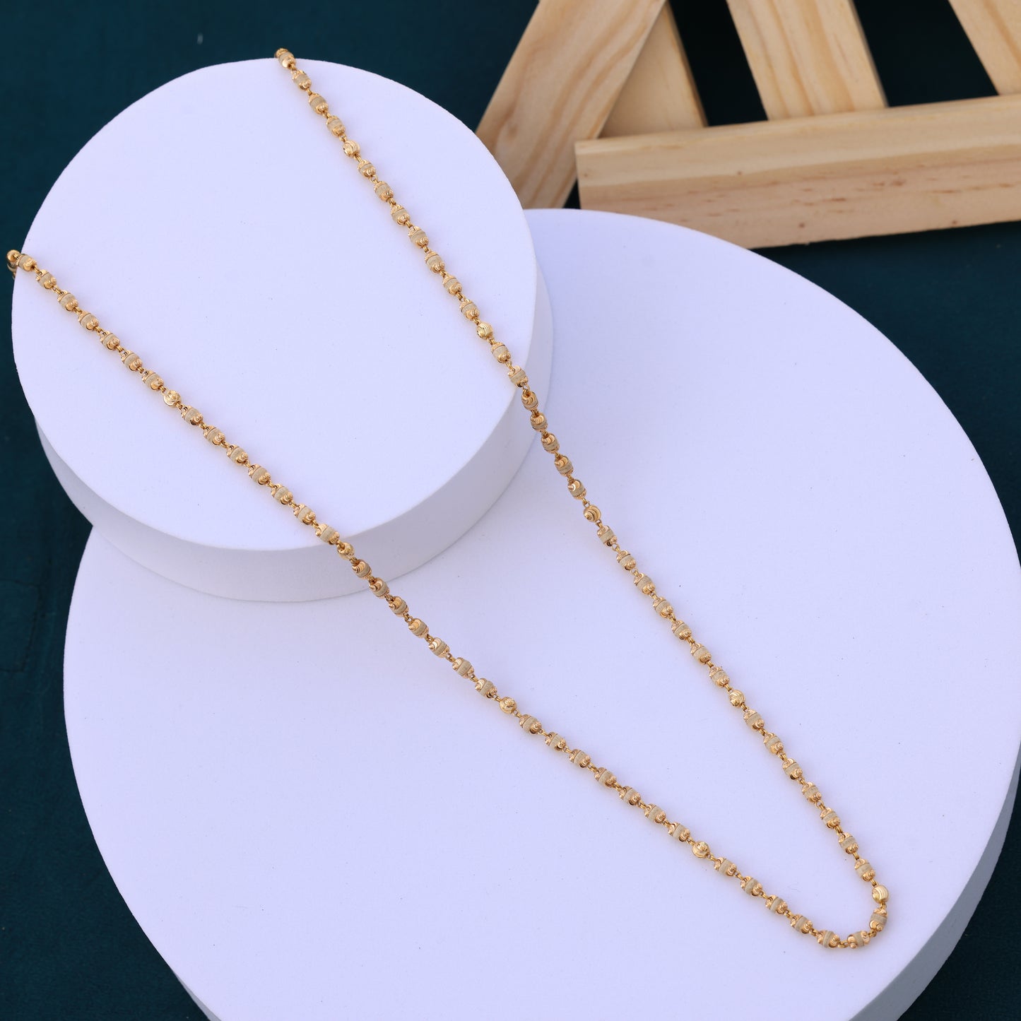 Gold Tulsi Mala with Gold-Toned Beads