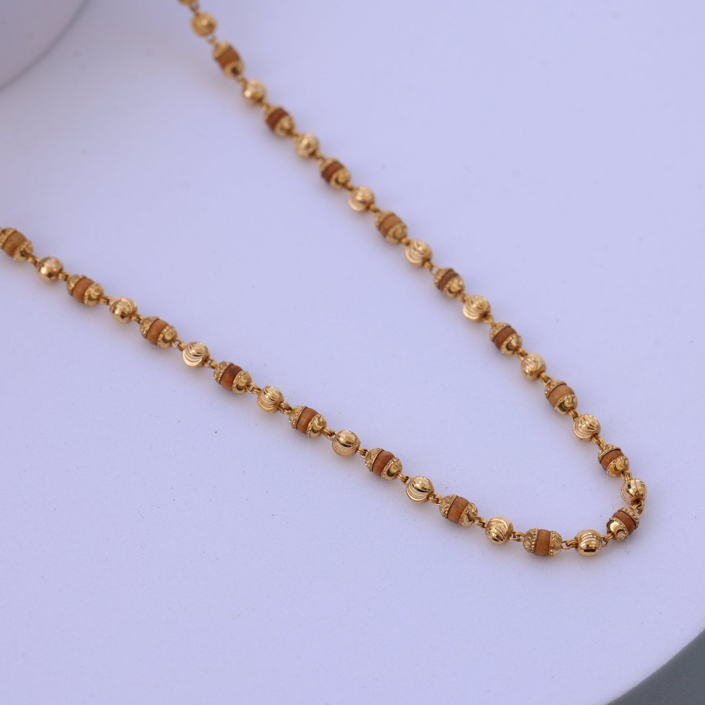 Gold Tulsi Mala with Gold-Toned Beads